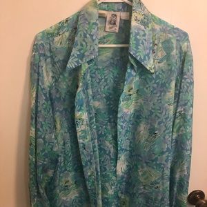 Vintage Mickey & Minnie button up Hawaiian blouse